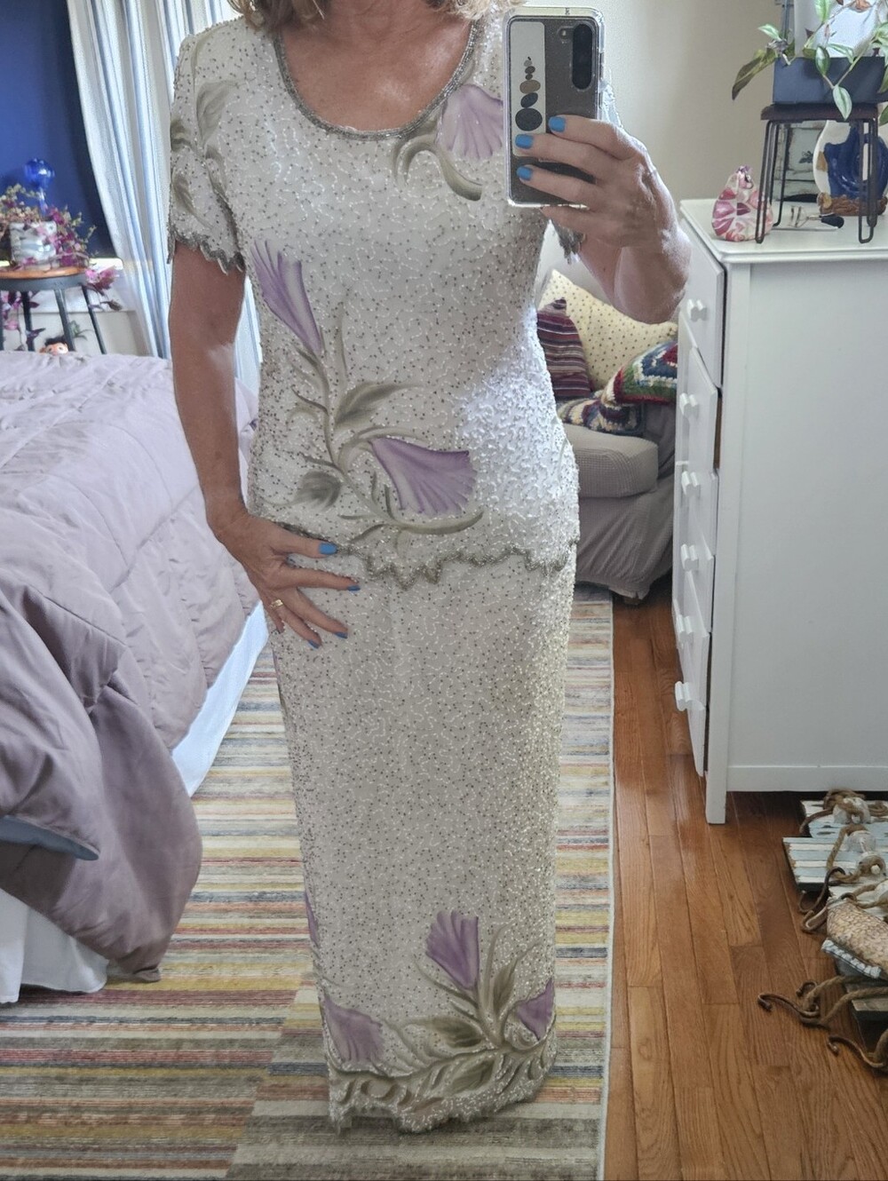Vintage Beaded Floral Dress - Picture 3 of 11